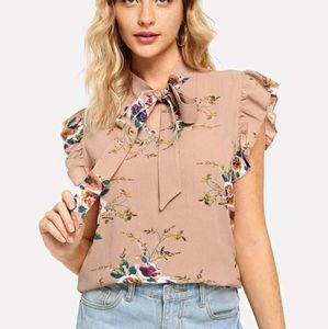 Blush Floral Blouse Tank